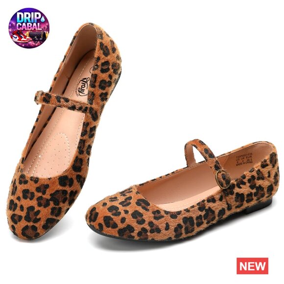 Leather Mary Jane Ballet Flats with Ankle Strap Comfortable Dressy Flats